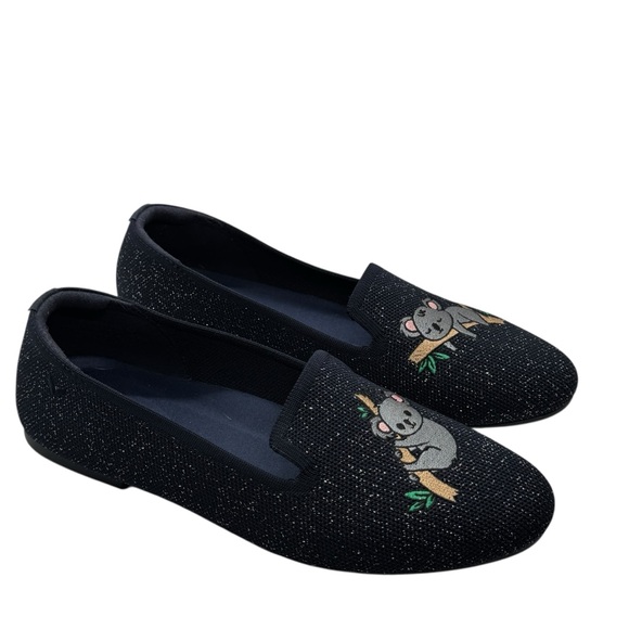 Vivaia Audrey Round-Toe Embroidered Loafer navy metallic koala bear design - Picture 2 of 11